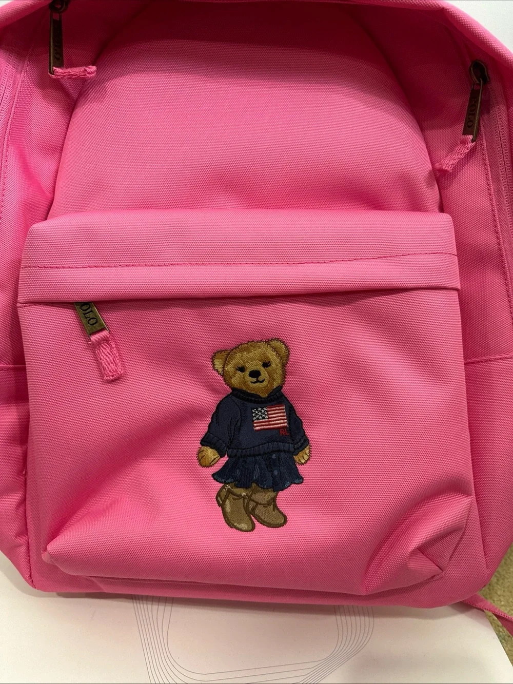 Polo by Ralph Lauren Pink Polo Bear Kids Backpack